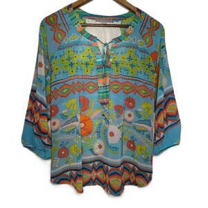 Women's Valerie Stevens Floral Lace Tunic Blouse Size M